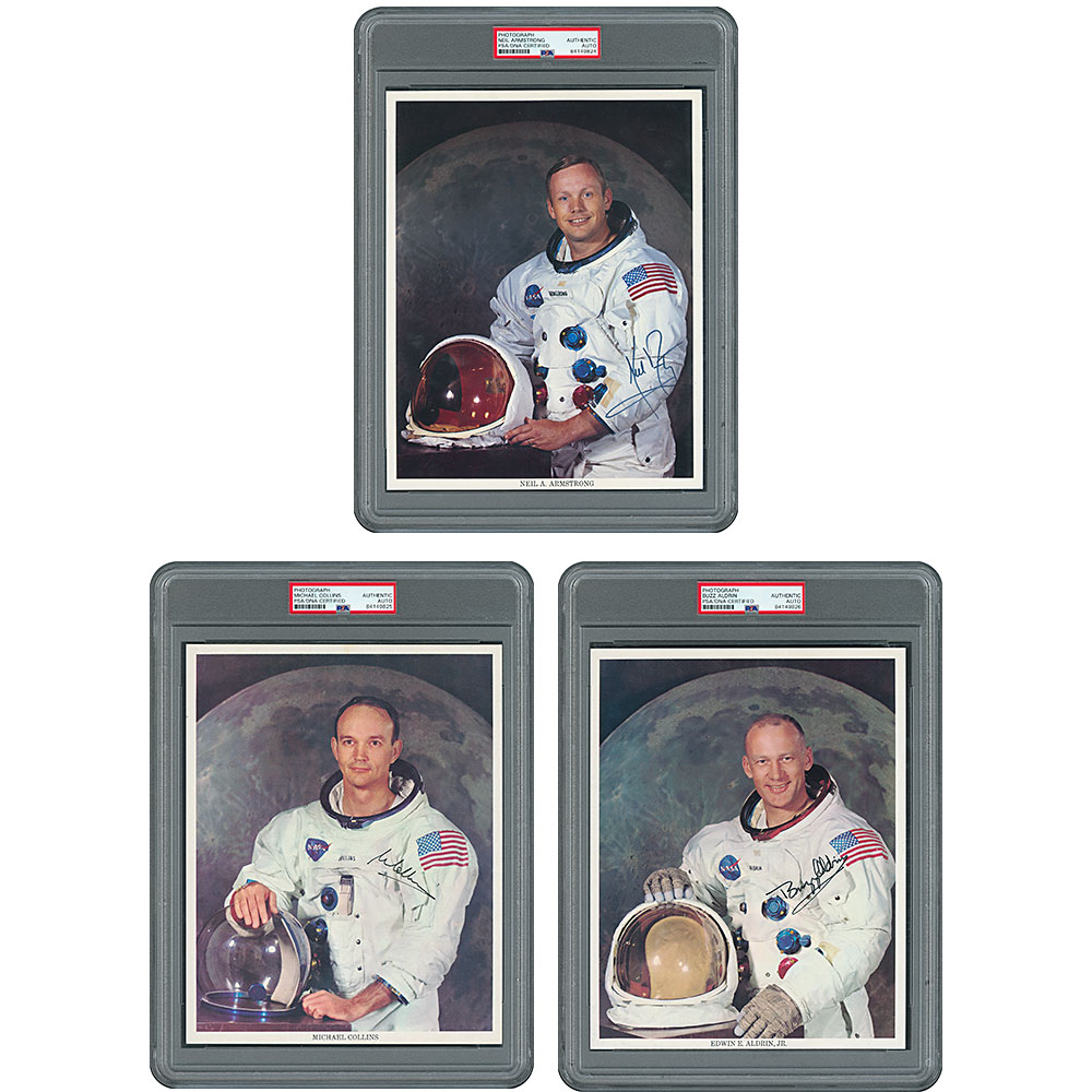 Apollo 11 Group of (3) Signed Photographs